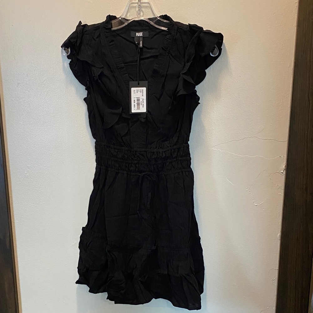 PAIGE Black Ruffled Mini Dress